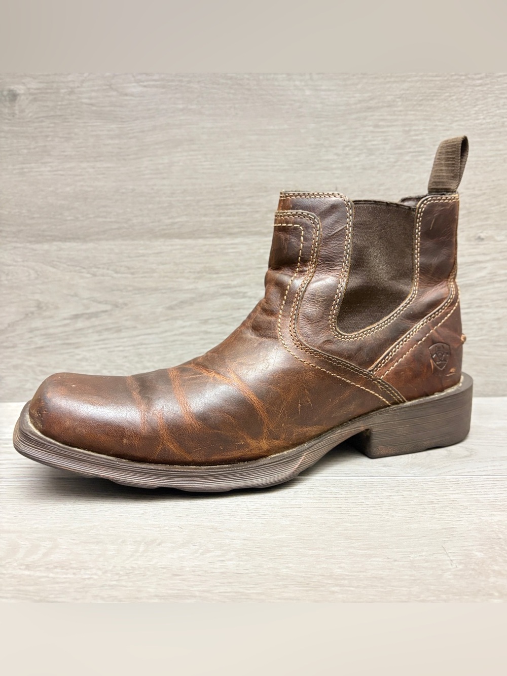 Ariat Boots Midtown Rambler Square Toe Chelsea Brown Leather Boot Mens Size 8.5D